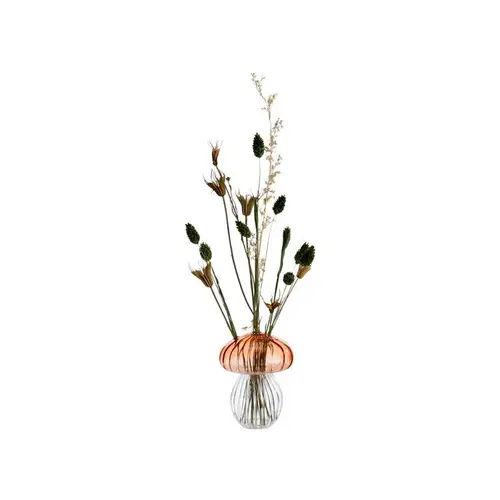 Vase soliflore forme champignon en verre transparent - Ø 10 x H 13 cm