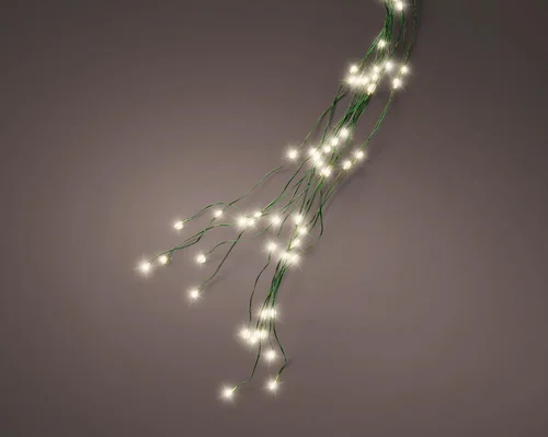 Décoration lumineuse pour sapin câble vert à 832 micro LED blanc chaud effet flash Kaemingk - 2,4 m