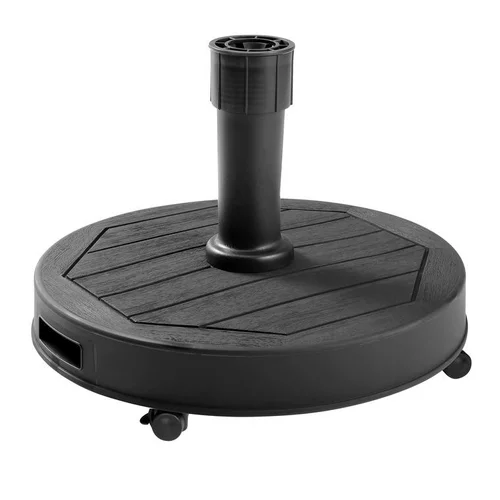 Pied de parasol rond en béton gris foncé avec roulettes - 27 kg
