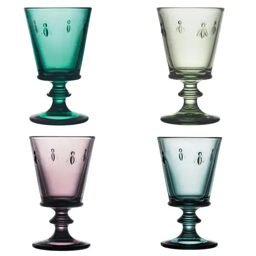 Coffret de 4 verres à pied en verre couleur Abeille - 24 cl