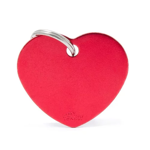 Médaille basic grand cœur pour chien en aluminium rouge