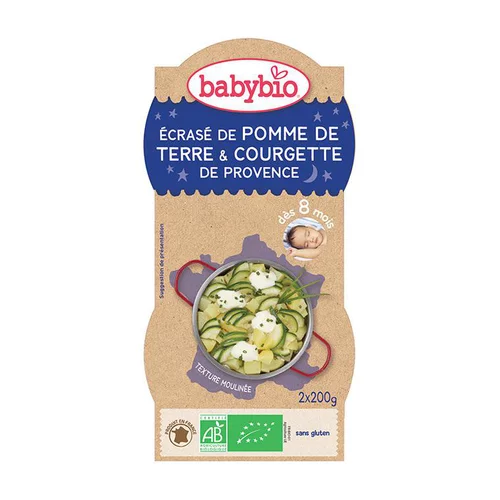 Écrasé de pomme de terre et courgette bonne nuit Babybio 2 x 200 g