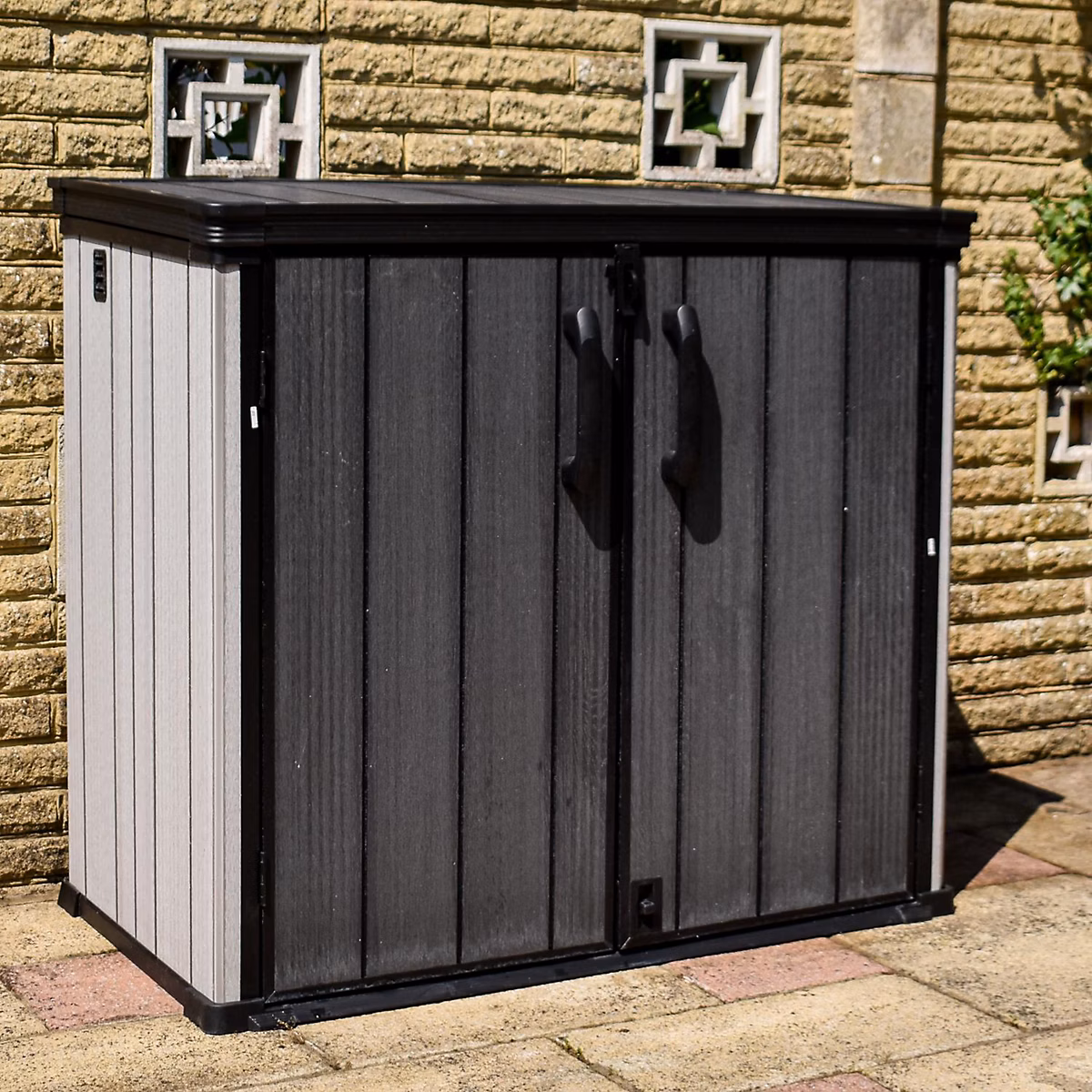 BPS Coffre de Rangement Jardin 900 L – Résistant Intempéries, Mobilier & Poubelle, Gris Noir, 130 × 72 × 115 cm
