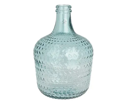 Vase dame-jeanne en verre transparent bleuté texturé - Ø 27,5 x H 42 cm