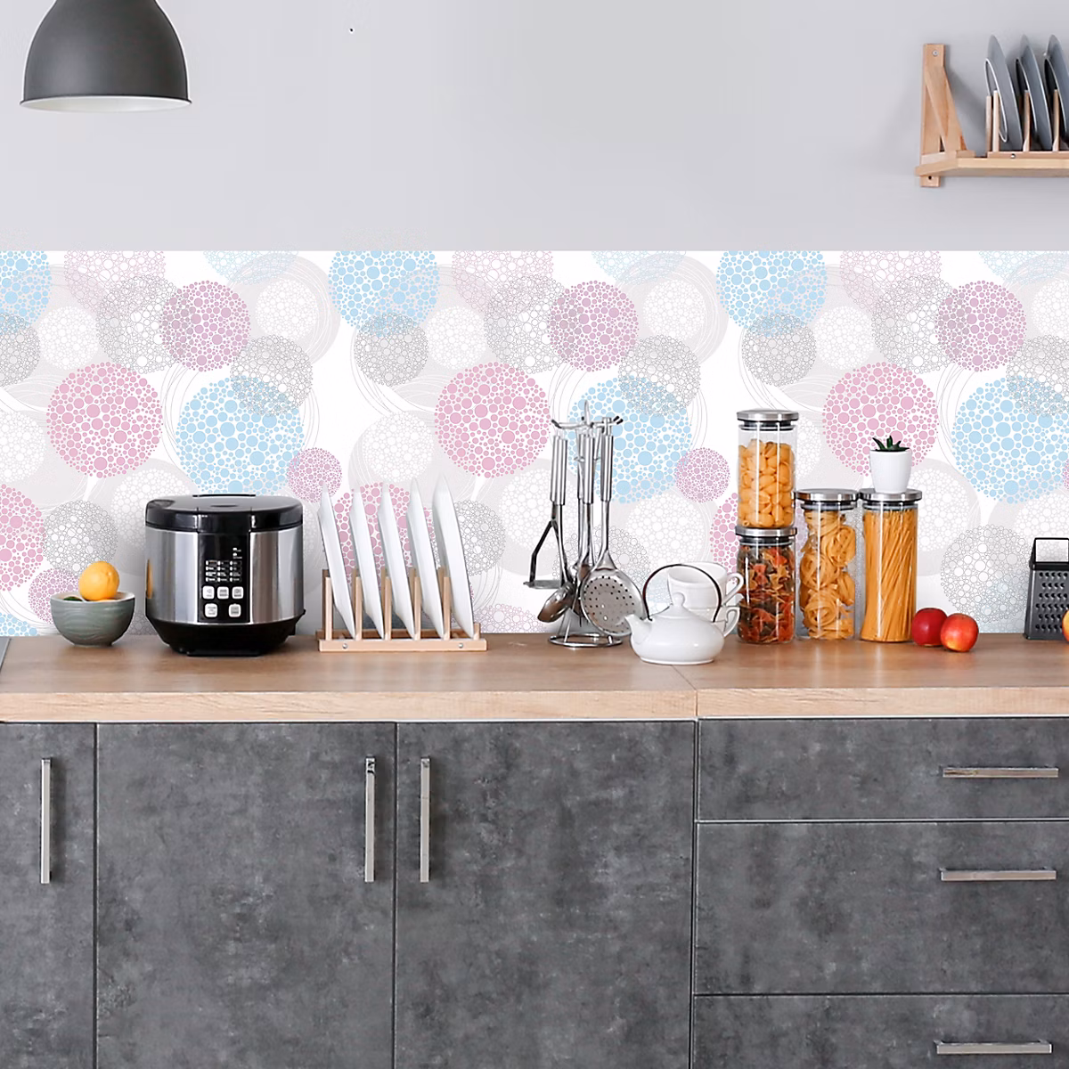 Crédence adhésive déco design ronds 315 – 60 × 100cm