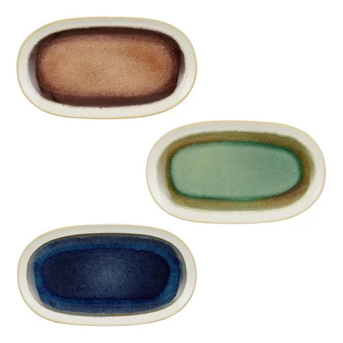 Assiette ovale en grès de couleur Abbi - 26 x 14,5 cm