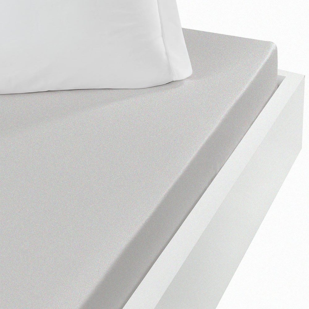 Drap housse jersey coton peigné extensible bonnet 30 cm Gris Perle 80 × 200 cm MANHATTAN
