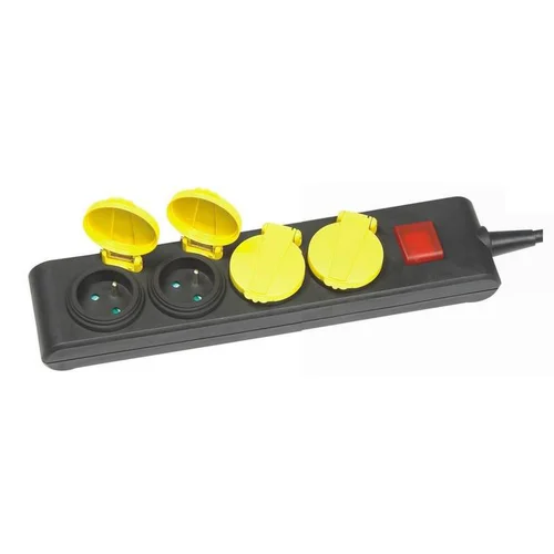 Bloc multiprise noir IPP 4 prises - 1,5 m