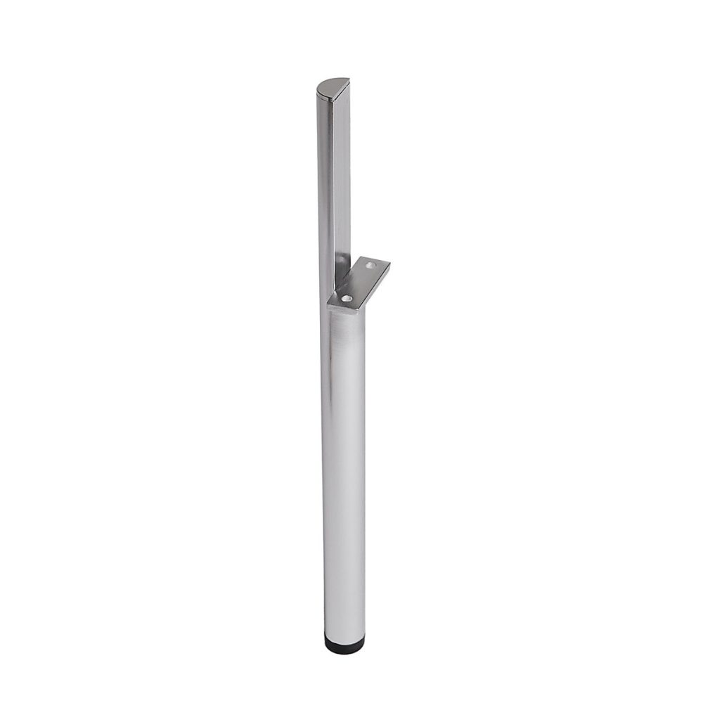 2 pieds ronds réglables brossés chrome en aluminium H.33 x l.2 – 2 cm GoodHome Portloe