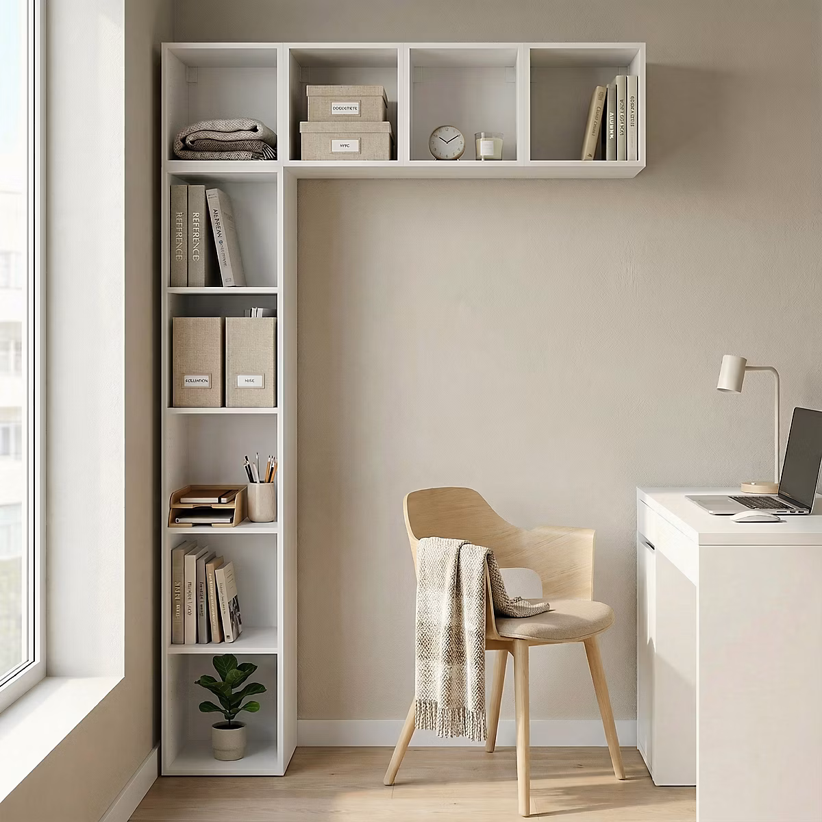 Bibliothèque – Bibliothéque murale blanc GoodHome Atomia H.225 x L.150 x P.35 cm