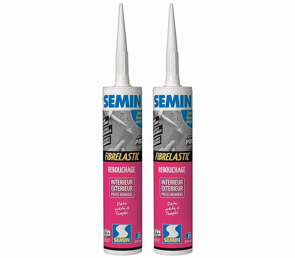 2 Enduits de Rebouchage Fibrelastic Semin | Fissures Vivantes – Cartouche 310 ml