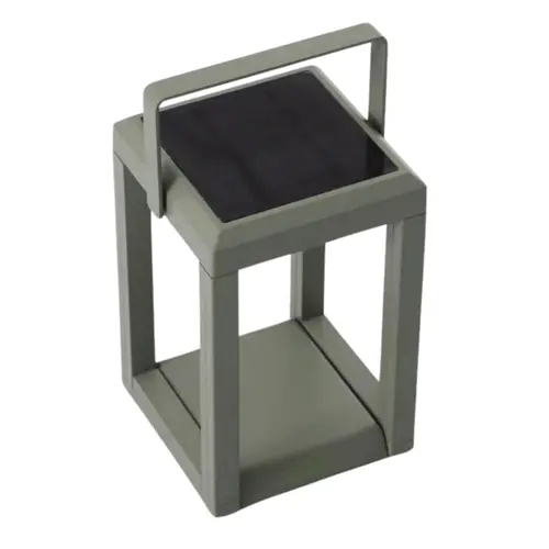 Lanterne solaire en aluminium vert amande Oxalis - 16 x 16 x 25 cm