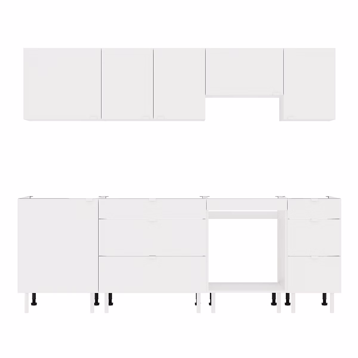 Cuisine complète Izee blanc 4 meubles hauts + 4 bas 6 tiroirs et 6 portes sans électroménager 240 cm – Réf. WYIBTUOJY3355918761