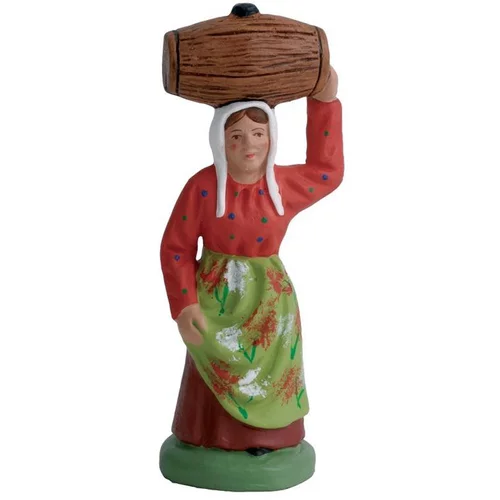 Santon pour crèche femme au tonnelet rouge - 7 cm