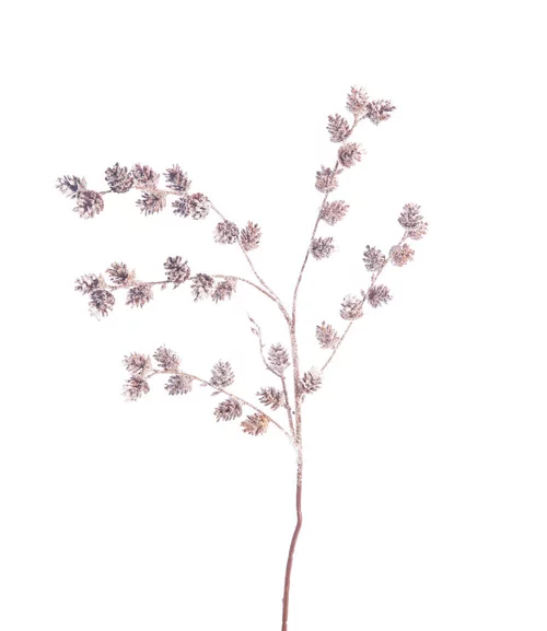 Cones et branches enneigées coloris blanc - 89 cm
