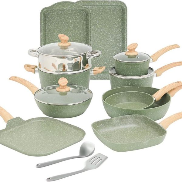 Batterie de cuisine induction 17 pieces avec revetement granit – Réf. NAGWHDHUH6955339855