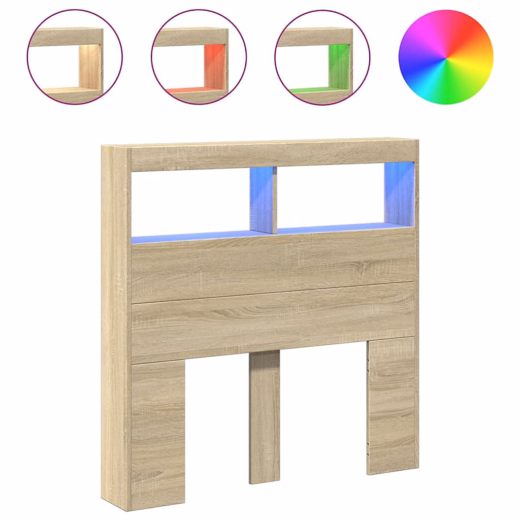 Armoire tête de lit avec LED chêne sonoma 100 × 17 × 102 cm vidaXL