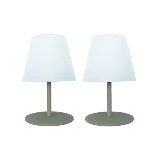 Lot de 2 lampes IP54 coloris vert effet blanc chaud en métal Batimex - Ø 10 x 16 cm