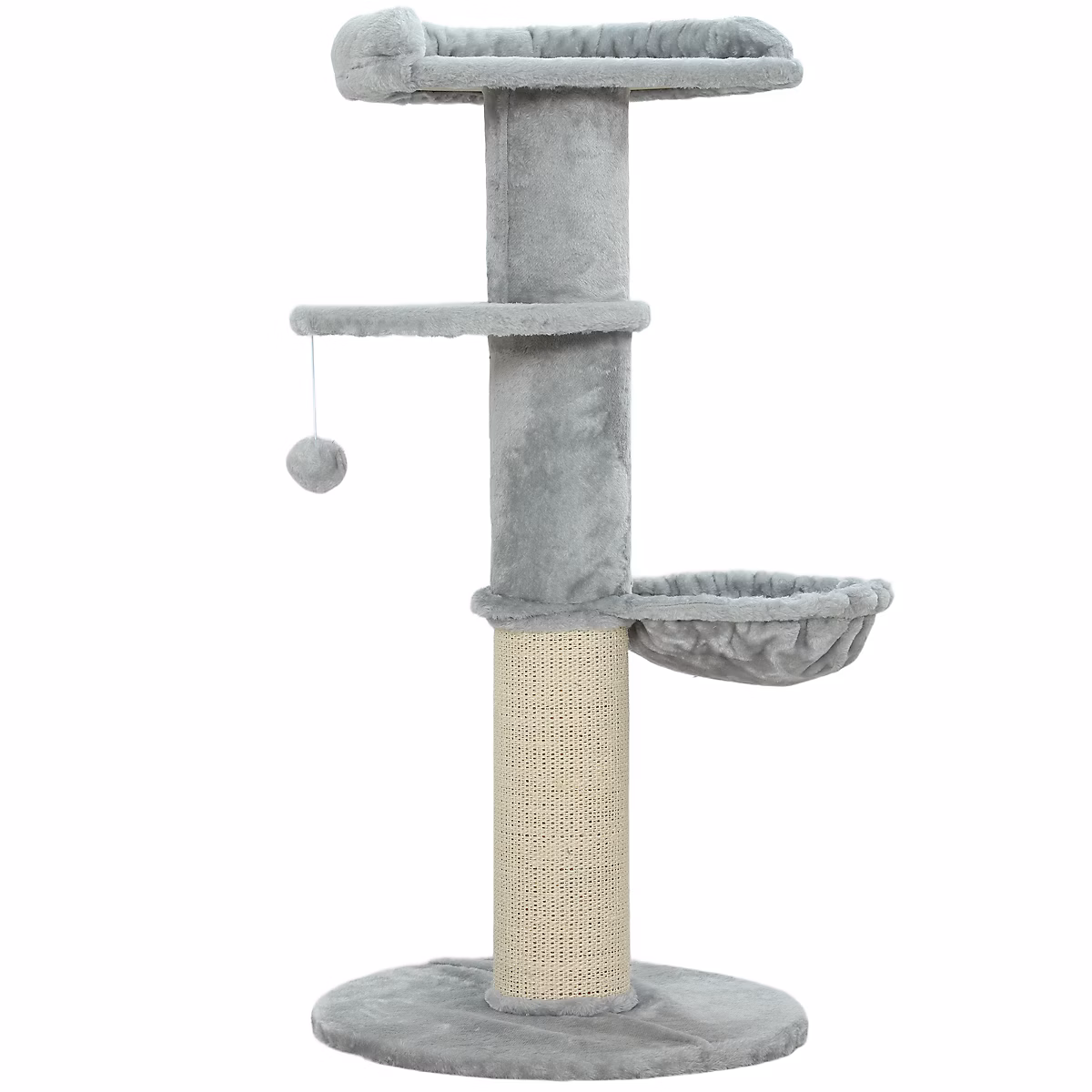 Arbre à chat design gris clair H.103cm – griffoir, hamac, jeu boule, plateformes