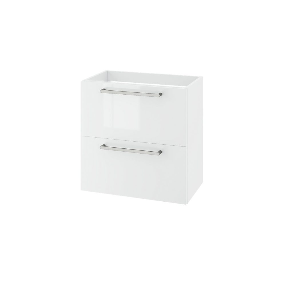 Meuble de salle de bains – Meuble sous vasque suspendu blanc brillant 2 tiroirs l.60 x H.60 x P.36 cm GoodHome Imandra