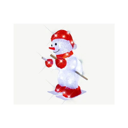 Bonhomne de neige skieur lumineux LED à lumière fixe blanc pur sur secteur - 24 x 18 x 33 cm