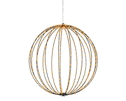 Boule lumineuse noire à 480 micro-LED blanc orangé pour extérieur - Ø 58 cm