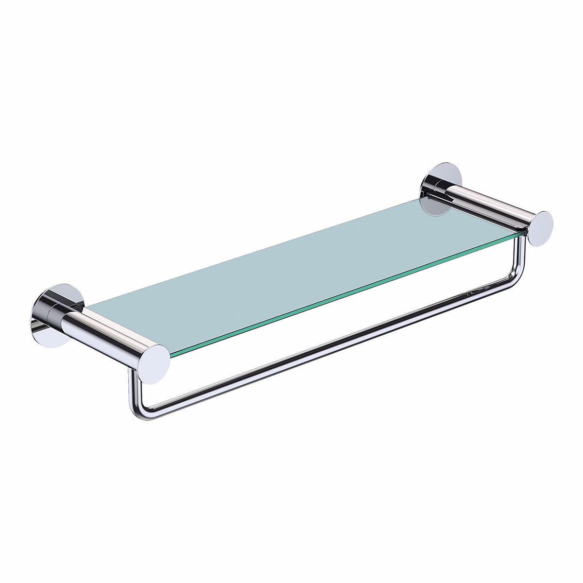 Étagère avec porte-serviettes en verre et acier inoxydable chromé H.40 cm Cavally GoodHome – Réf. XCLDBYXBD6930058665