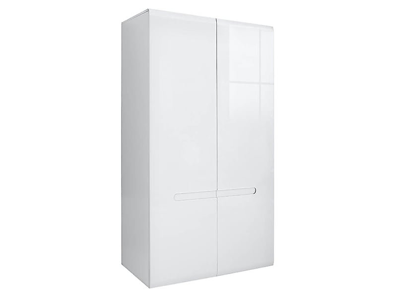 Armoire Placard de rangement à 2 portes – coloris Blanc/Blanc haute brillance, Longueur 105 x Profondeur 57 x Hauteur 193 cm