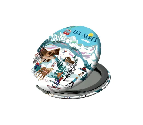Miroir de poche coloris multicolore Cartes d'Art les Alpes - Ø 7,5 cm