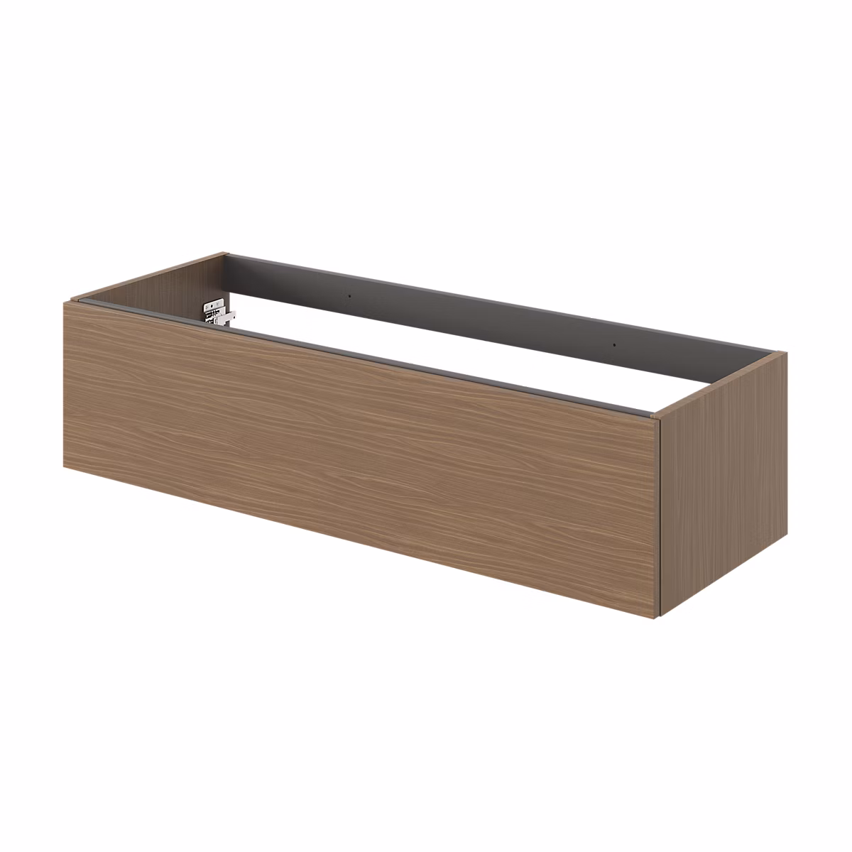 Meuble sous vasque l.120 x H.30 x P.45 cm | 1 tiroir sans poignée – effet noyer – Kentia