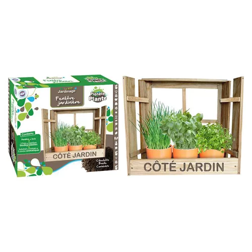 Fenêtre jardinière de 3 pots bamboo avec graines et terre Planète Plante - 3 variétés