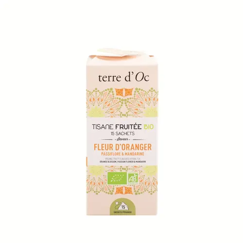 Tisane bio fruitée fleur d’oranger passiflore mandarine Terre d’Oc - 15 infusettes