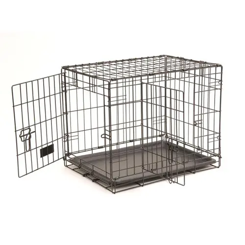 Cage d'éducation noire pour chien et chiot avec 2 portes - 61 x 45 x 48 cm