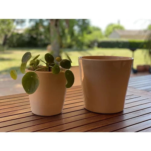 Pot coloris beige en terre émaillée Odyssée - Ø 23 cm