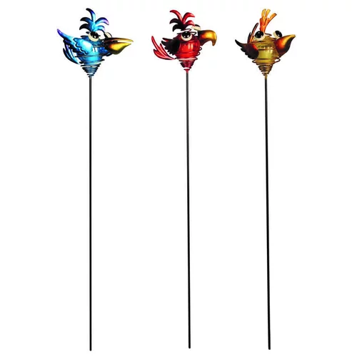 Pique solaire oiseau en métal et plastique à LED