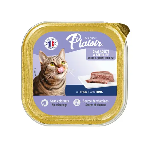Aliment humide pour chat Plaisir thon en barquette de 100 g