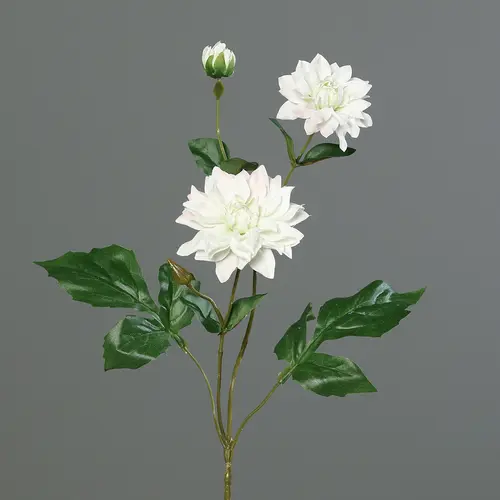 Dahlia artificiel branche 2 fleurs et 1 bouton coloris crème - 70 cm