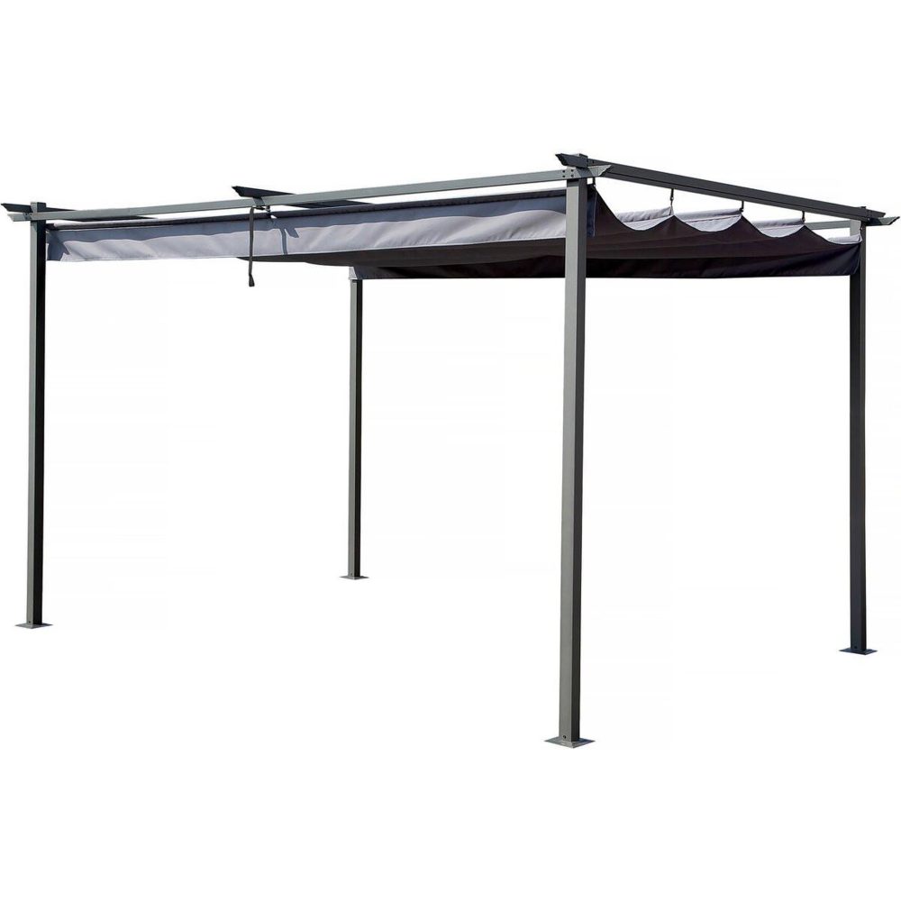 Habitat et Jardin Pergola en métal avec toit rétractable - 3 x 4 m - gris