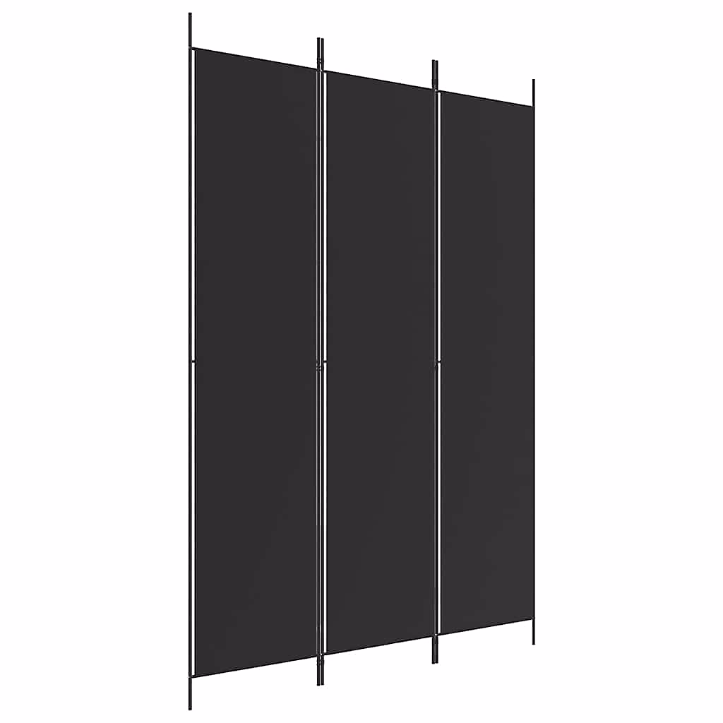 Cloison de séparation 3 panneaux Noir 150 × 220 cm Tissu vidaXL
