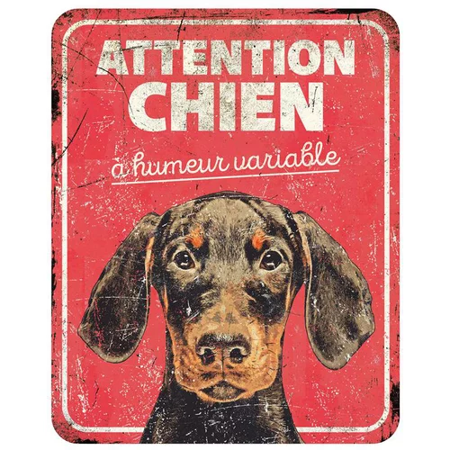 Panneau d'avertissement dobermann coloris rouge en métal galvanisé D&D Home - 25 x 20 x 0,3 cm