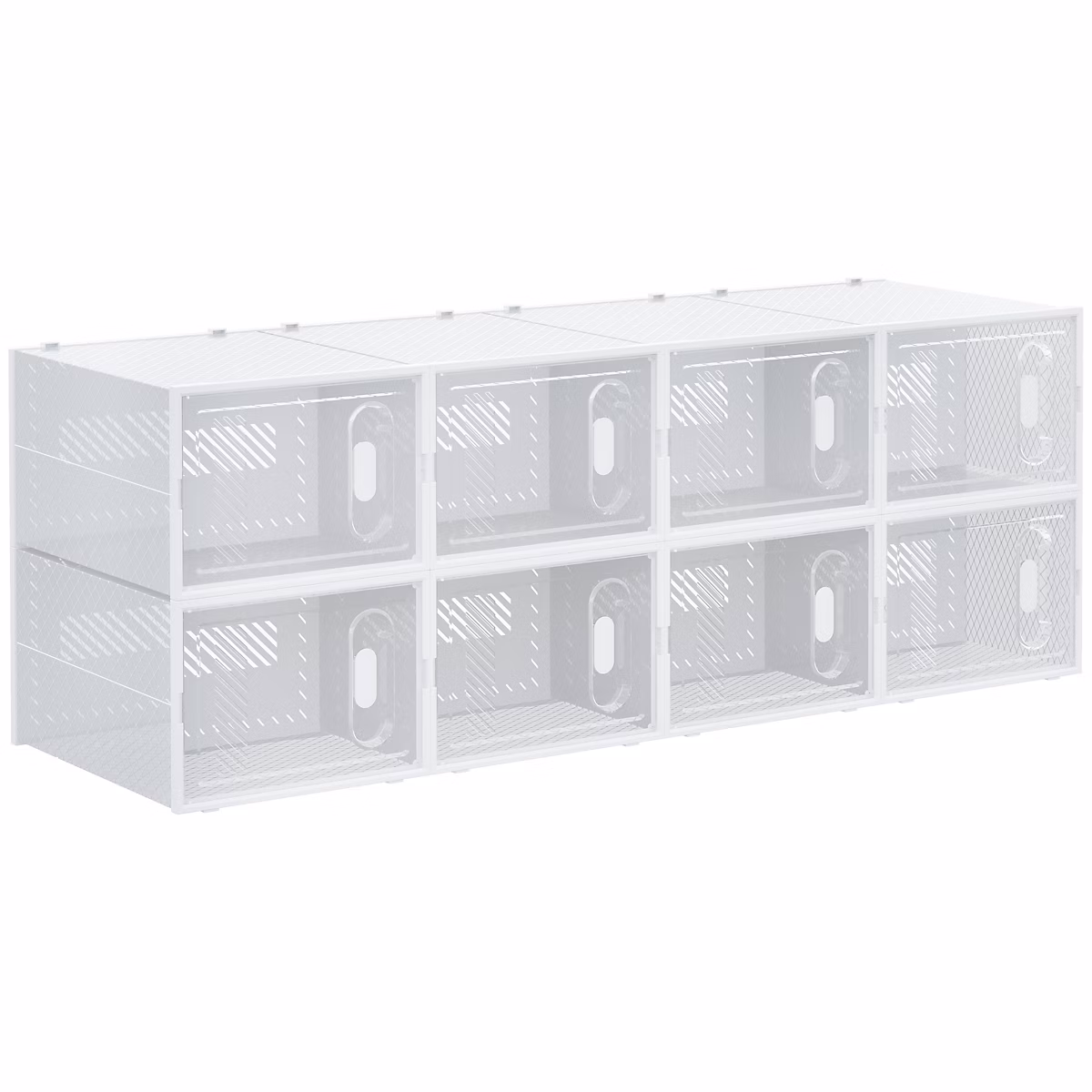 Étagère cube modulable – 8 cubes | meuble à chaussures | PP blanc transparent
