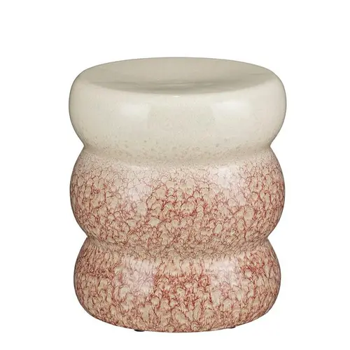 Tabouret en céramique beige et violet clair Emilio - Ø 35 x H 40 cm