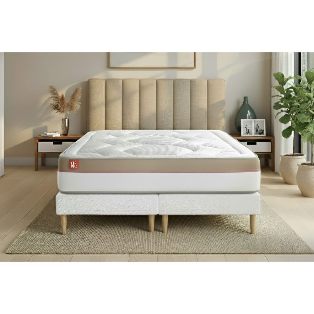 Ensemble | Matelas Mémoire de forme 30cm d'épaisseur – 7 zones de confort – Confort ferme – Sommier tapissier monobloc