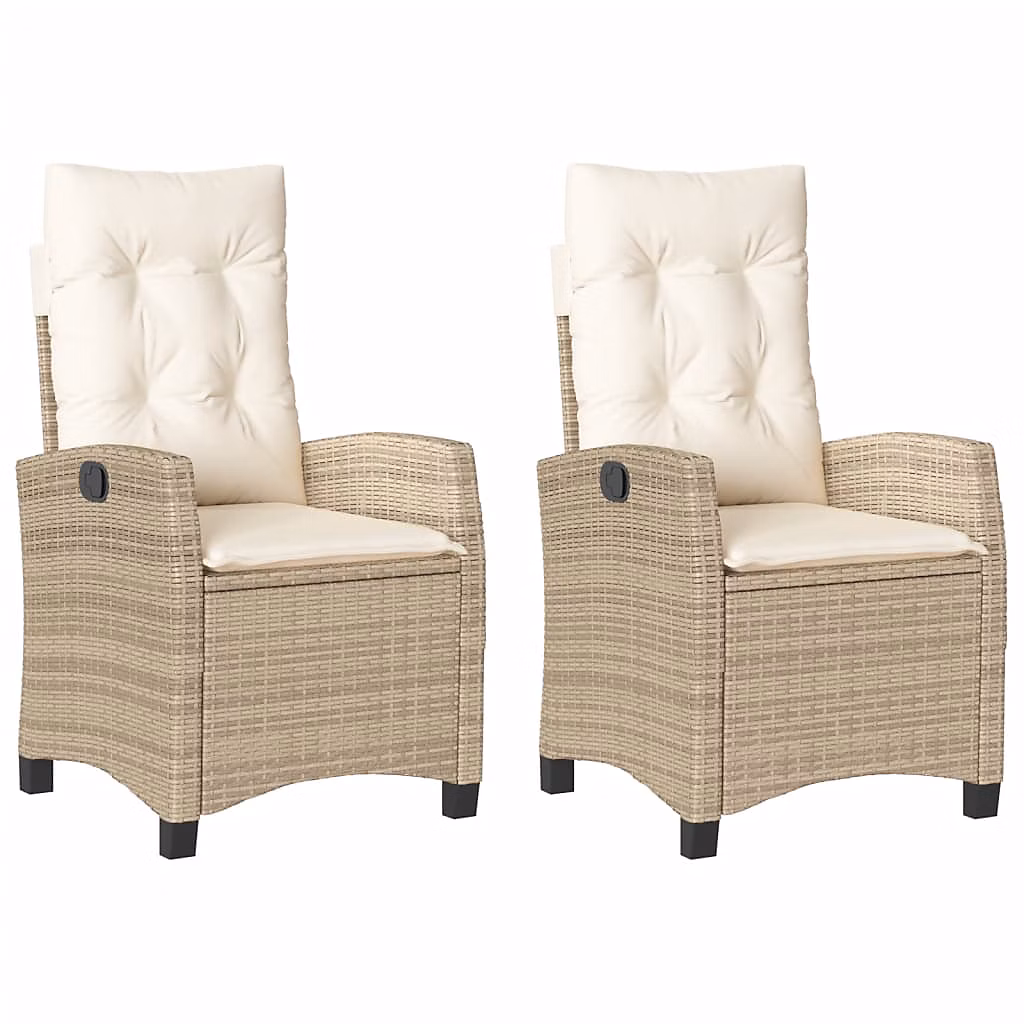 Chaises inclinables de jardin lot de 2 et coussins beige rotin vidaXL – Réf. BWPGKDSKT9647232749