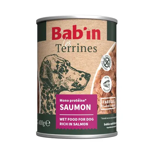 Aliment humide pour chien Bab’in Terrine saumon - 400 g