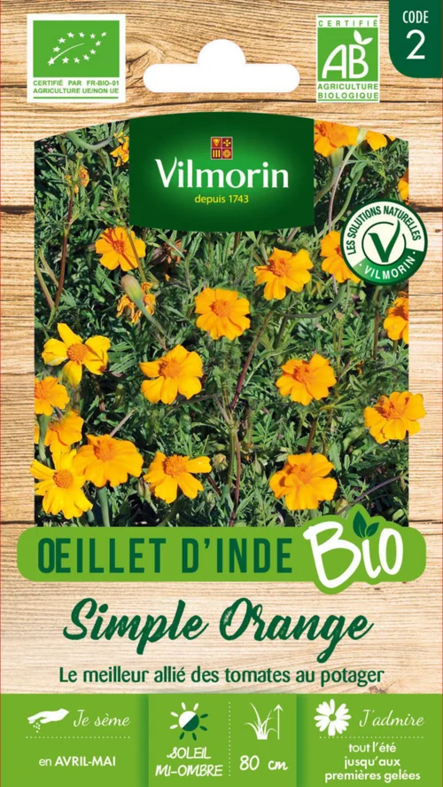 Œillet d'Inde Simple Orange Bio Vilmorin - graines à semer