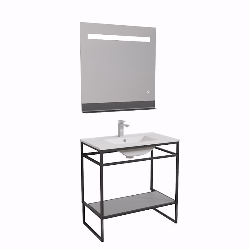 Ensemble STRUCTURA 80 cm avec plan vasque et miroir led Etal