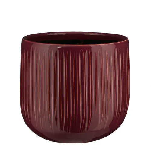 Pot rond cannelé coloris violet Pablo - 19 x Ø 21 cm