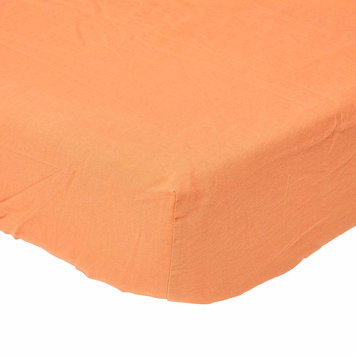 Drap – housse grand bonnet en lin lavé orange | 90 × 190 cm | HOMESCAPES