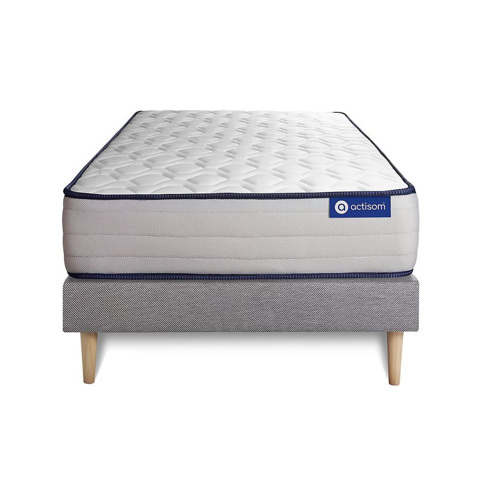 Ensemble – Matelas Hybride 22cm d'épaisseur | 5 zones de confort | Confort ferme | Sommier tapissier en kit